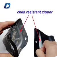 Black Mylar Plastic Zipper Packaging Bags, Child Resistant