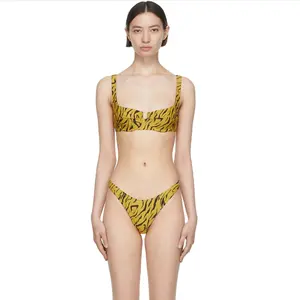 In đồ bơi có thể điều chỉnh dây đeo vai Móc Đóng lại Underwire Top giữa tăng táo bạo dưới cô gái bikini