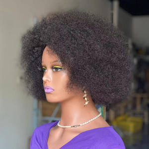 Cheveux humains vierges courts Afro Kinky Curly Bob 12 pouces Bomb Fluffy Afro Wave Natural Black 100% Human Hair For Black Women - Product Image 2