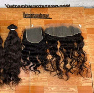 Lots de Cheveux Humains Vierges Bruts Vietnamiens en Gros, Ondulés, avec Frontal en Dentelle HD, Extensions de Cheveux Noirs Naturels - Product Image 5