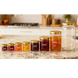 Bán Buôn Thực Phẩm Cấp Lọ Thủy Tinh 100Ml/120Ml/150Ml/240Ml/350Ml/450Ml Vòng Rỗng Rõ Ràng Thực Phẩm Mật Ong Lưu Trữ Lọ Thủy Tinh Với Mũ - Product Image 1