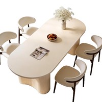 Table à manger ovale de luxe avec piétement cannelé, mobilier moderne en bois pour cuisine, salle à manger, restaurant, hôtel, vente en gros, OEM, sur mesure