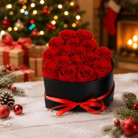 Bouquet de roses éternelles, arrangement de fleurs préservées, logo personnalisé, longue durée (3 à 5 ans), décoration de Noël, mariage, maison, cadeau