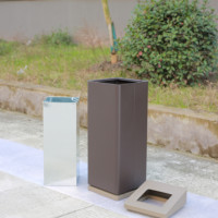 Poubelle extérieure en acier de grande taille au design moderne, poubelle à déchets en métal pour parc, poubelle à ordures pour hôtel, patio, poubelle commerciale