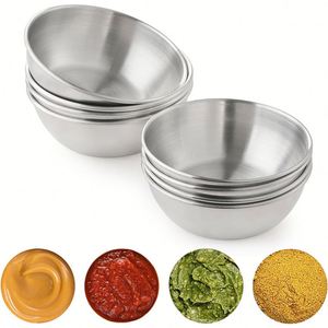 Stainless Steel Mini Sauce Bowl Small <b>Dip</b> Cup Kitchen Condiment Container Round Reusable Tableware Custom Logo Sauce Bowl - Product Image 1