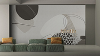 Peinture murale géométrique abstraite personnalisée en gros, décor mural minimaliste aux tons neutres haute définition pour salon et hall d'hôtel