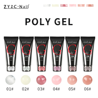 2022 meilleure qualité poligel en tube 6 couleurs ensemble avec lampe acrylique poly gel uv vernis à ongles professionnel extension gels acryliques
