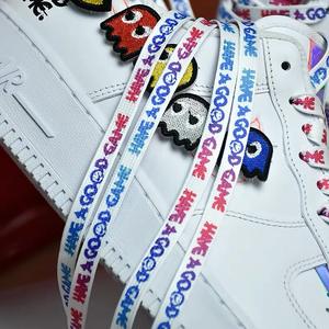 Tali sepatu kustom katun poliester, Sneaker datar tali sepatu cetak dengan ujung logam - Product Image 4