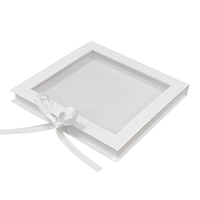 Boîte cadeau carrée de luxe avec logo personnalisé, en carton rigide, fermeture magnétique, avec couvercle à rabat et fenêtre en PVC transparent