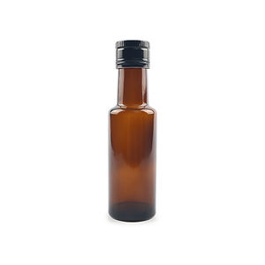 Bouteille ronde en verre <span class=keywords><strong>brun</strong></span> ambré de 100ml avec bouchon à vis <span class=keywords><strong>petit</strong></span> bouchon en métal <span class=keywords><strong>ou</strong></span> en plastique sérigraphié huile d'olive huile de cuisson Marasca - Product Image 1