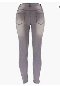 Venta al por mayor de alta calidad de las mujeres flaco adelgazamiento Denim Jeans desgastado ahueca hacia fuera mono lavado Streetwear Jeans - Product Image 6