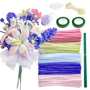 Kit de Manualidades con Tallos de Chenilla en Colores Pastel, Cinta para Hacer Flores y Cuentas de Perlas para Decoración Floral Educativa DIY - Product Image 5