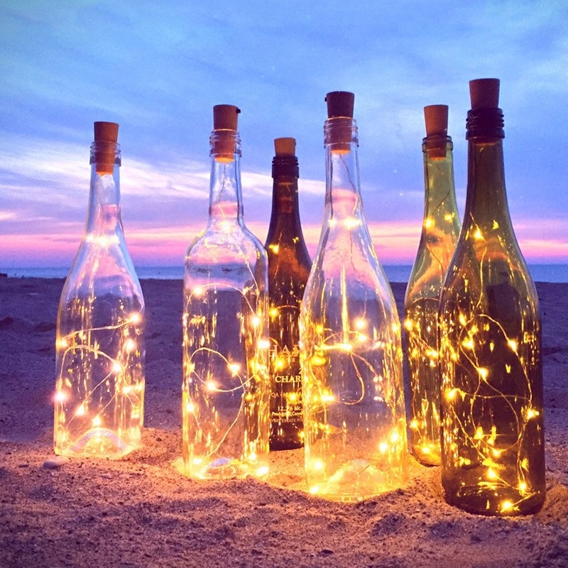 Warm White Colored Wedding Party Wine Bottle Cork Fairy Lights with AG13 Battery included