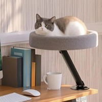 Lit pour chat moderne en acier inoxydable massif avec perchoir, tapis respirant amovible et lavable pour animaux de compagnie, pour usage au bureau, emballé en boîte