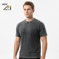 T-shirt col rond coupe classique 100 % coton 270g, délavage vintage, vente en gros, vierge, OEM, directement de l'usine