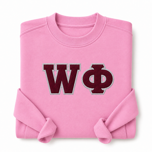 Sweat-shirt à col rond en chenille avec lettres grecques brodées sur mesure et appliqué en feutre pour vêtements d'ambiance de fraternité et de sororité - Product Image 4