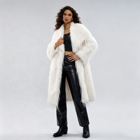 Manteau long en fausse fourrure shaggy blanc pour femme Zeyu, col à revers, devant ouvert, manteau d'hiver moelleux, veste élégante pour femme, manteaux en fausse fourrure écologique
