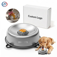 Bol à liquide en acier inoxydable pour chiens, anti-déversement, bol à alimentation lente avec boule roulante en acier inoxydable pour yaourt, bouillon, purée