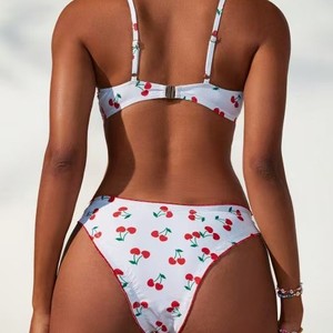Nuevo Bikini Cherry, Conjunto de Bikini <span class=keywords><strong>Sexy</strong></span> con Sujetador Triangular y Tanga, Traje de Baño de Secado Rápido para Mujer, Traje de Baño de Lujo, <span class=keywords><strong>Banador</strong></span> de Marca - Product Image 4