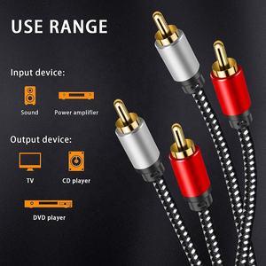 Fabricant OEM Boîtier métallique Audio stéréo haut de gamme 2RCA mâle à 2RCA mâle Accessoires audio stéréo de voiture Câble <span class=keywords><strong>RCA</strong></span> - Product Image 6