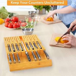 <span class=keywords><strong>Cassetto</strong></span> porta coltelli in bambù porta coltelli <span class=keywords><strong>da</strong></span> cucina porta grande manico bistecca senza misura per 16 coltelli - Product Image 4
