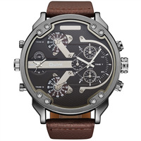 OULM 3548 Nouveauté Montre de luxe de marque supérieure Mouvement japonais Quartz 2 fuseaux horaires Montres décontractées Grand cadran Montre homme Relapan Quartz