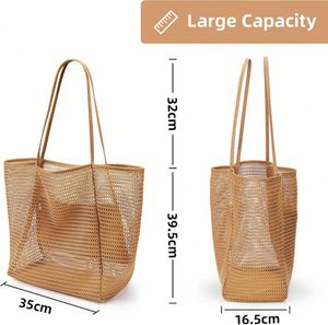 Foldable Beach Mesh Tote <b>Bag</b> with Inner Pocket Casual 23L Summer Sandprool Widen Strap Large <b>Bag</b> for Beach Vacation Essentials - Product Image 2
