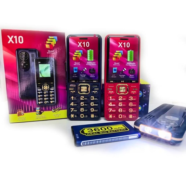Factory Direct Sales X10 Button Quad SIM Card Button Phones Flash Light China Slim Cheap Bar Feature Phone