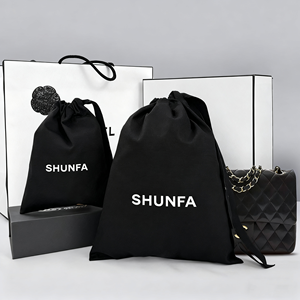 Sang Trọng Mỹ Phẩm Lưu Trữ Đóng Gói Mềm Chống Bụi Màu Đen Tùy Chỉnh In Biểu Tượng Vải Quà Tặng Bông Bụi Dây Kéo Túi Pouch Cho Túi Xách - Product Image 4