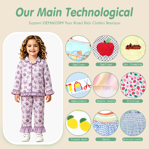 Conjunto de Dos Piezas de Ropa de Dormir para Niñas a la Moda, con Estampados Florales y Detalles de Volantes, Servicio Personalizado ODM - Product Image 3