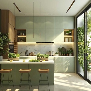 Gabinetes de cocina modernos de lujo de gama alta CBMmart con encimeras de piedra de mármol, mesa de isla, almacenamiento de madera, servicio integral - Product Image 5