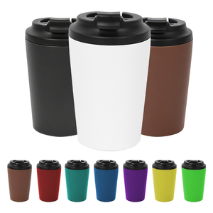Stainless Steel Inner Double Wall Insulated Coffee <b>Cup</b> Leakproof Flip Lid Matte White <b>Reusable</b> Travel Office Mug - Product Image 2