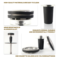 Ensemble complet de luxe original Quasar Raas2 : Têtes de chicha en silicone et verre, bols à chicha en métal et cristal, accessoires pour fumer