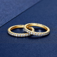Bagues Alliance Éternité 2mm Moissanite avec Certificat en Argent Sterling 925 Bijoux de Mariage Tout Autour Cadeaux pour Femmes