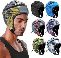 ANTMAX 7v7, casco de fútbol con bandera americana para adultos, sombrero de portero, gorra de fútbol acolchada con correa de barbilla ensanchada