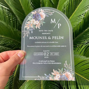 Carte d'Invitation de Luxe Imprimée Personnalisée Avec Enveloppe, Sceau de Cire Autocollant, Cartes de Vœux Faites à la Main, Invitation de <span class=keywords><strong>Mariage</strong></span> en Acrylique - Product Image 2