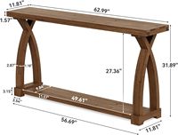 Console de style farmhouse en bois massif de 63 pouces, table étroite à 2 niveaux pour l'entrée, le salon, le couloir, le hall, brun foncé