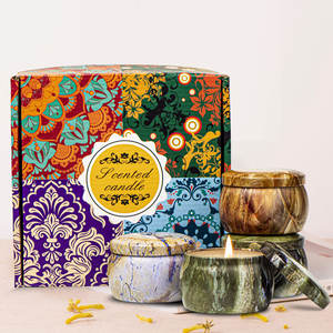 2024大理石图案罐蜡烛按摩香味蜡烛天然大豆蜡便携式旅行锡香味蜡烛礼品套装 - Product Image 6