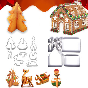 Ensemble de 18 emporte-pièces en acier inoxydable 3D pour Noël, emporte-pièces en forme de maison en pain d'épices pour la pâtisserie - Product Image 1