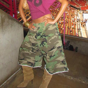 New Arrival Custom Cotton Terry Camo 3/4 Long Baggy <b>Sweat</b> <b>Shorts</b> Raw Hem Streetwear <b>Shorts</b> for <b>Men</b> - Product Image 2