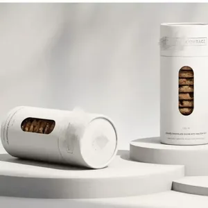 Tùy chỉnh các tông màu trắng thực phẩm ống Bao bì hộp tròn với cửa sổ cho sô cô la Cookie kẹo bao bì ống giấy - Product Image 4