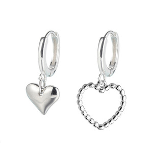 S925 Asymmetrical Heart <b>Hoop</b> <b>Earrings</b> Tibetan <b>Silver</b> Dangle <b>Earrings</b> For Women Gift Fashion Jewelry - Product Image 5