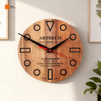 Acacia Jam Dinding mekanik Dekorasi seni kayu, jam tangan gantung Modern ruang tamu sederhana dekorasi rumah bertenaga baterai kayu besar