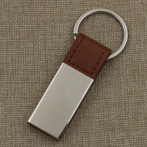 <b>Customized</b> LOGO Promotional Simple <b>Keychain</b> Rectangular Keyring Metal Leather Fashion Short Key Automobile Pendant Gift <b>Keychain</b> - Product Image 4