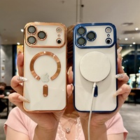 Étui magnétique en TPU, protection intégrale à 360°, placage magnétique, design transparent, grande fenêtre, compatible avec 17