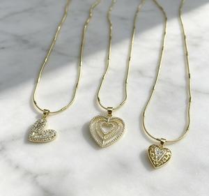 Collar con colgante de corazón chapado en oro de 18 quilates, delicado collar con circonita cúbica, joyería de moda para mujer, regalo de San Valentín. - Product Image 4