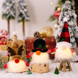 Nouvelle décoration de Noël en forme de poupée nain, version Q, Rudolph, poupée <span class=keywords><strong>sans</strong></span> <span class=keywords><strong>visage</strong></span> lumineuse, décoration de fête de Noël en famille - Product Image 1