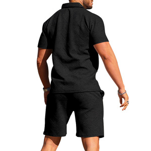 Completo Estivo da Uomo con <span class=keywords><strong>Polo</strong></span> a Maniche Corte, Colletto, Jacquard, Casual, Logo Personalizzabile, Set Due Pezzi con Pantaloni Jogger - Product Image 5