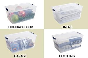 New Design 50L Injection-Molded <b>Rectangle</b> Clear Plastic Transparent Clothing Storage Box with Wheels - Product Image 4