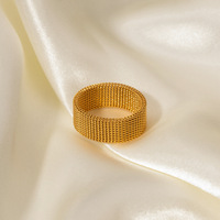 Gewebte breite Mesh-Band ringe Edelstahl 16 Karat vergoldet Minimalist Tarnish-Free Braided Mesh Design Plain Band Ring für Frauen